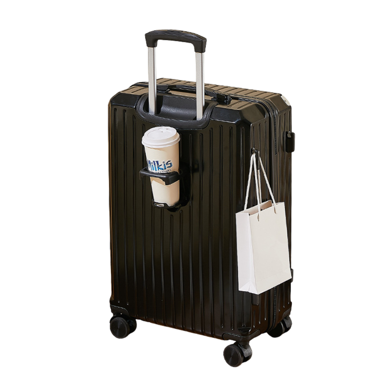 Multifunctional Suitcase – Anti-Collision, Cup Holder (Cool Black) (TR-HARD-0065)