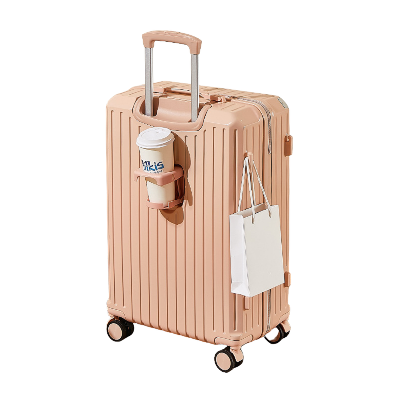 Multifunctional Suitcase – Anti-Collision, Cup Holder (Cornelian Pink) (TR-HARD-0066)