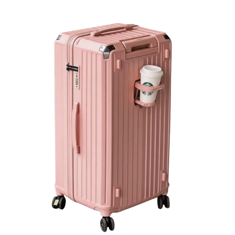 Large Capacity Durable Suitcase – Upgraded Cup Holder (Cornelian Pink) (TR-HARD-0040)