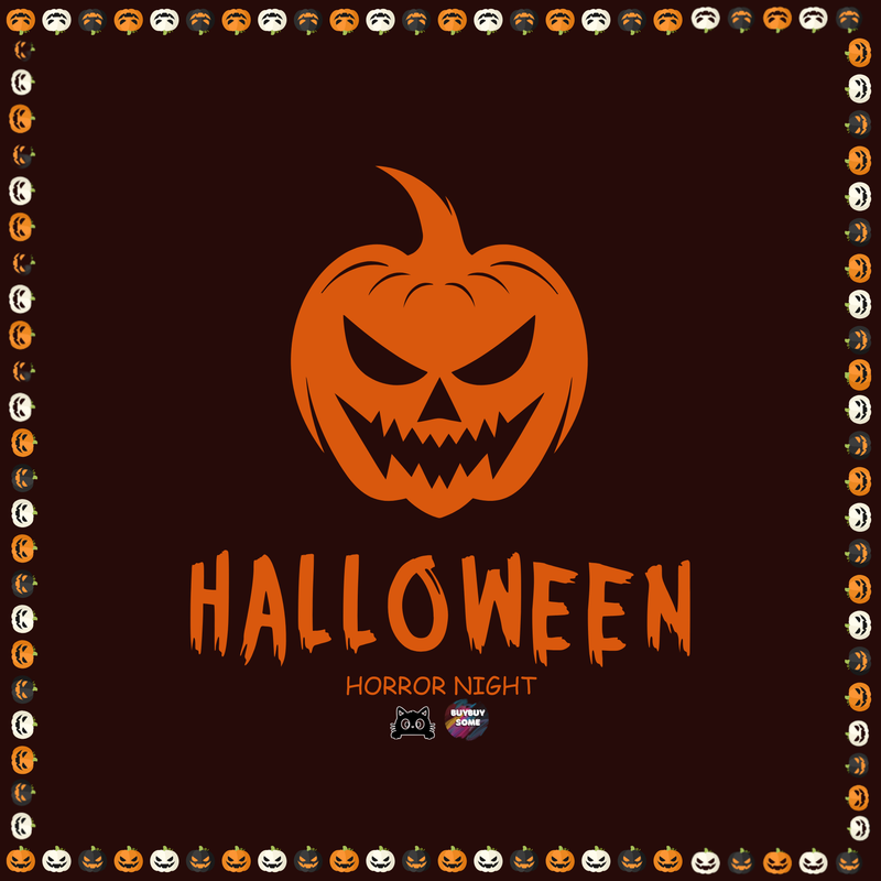 Halloween Horror Mahjongg Mat – Spooky Jack‑o’‑Lantern with “HALLOWEEN” Text (MJ-MT-HW-0020)
