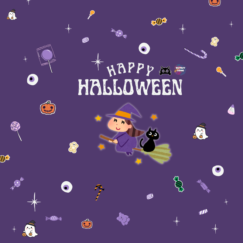 Cozy Witch & Kitty Mahjongg Mat – Cute Halloween Witch, Cat & “HAPPY HALLOWEEN” (MJ-MT-HW-0024)
