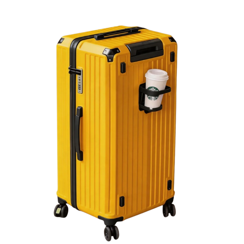 Large Capacity Durable Suitcase – Upgraded Cup Holder (Lemon Yellow) (TR-HARD-0042)