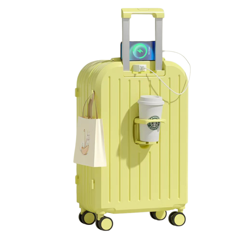 Little Fresh Suitcase – USB & Cup Holder (Lemon Yellow) (TR-HARD-0029)