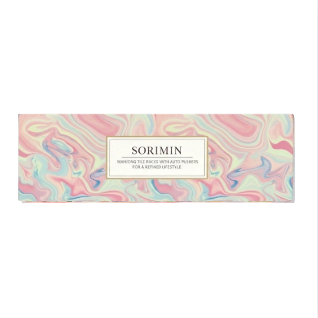 Foldable Integrated Mahjongg Rack and Pusher – Set of 4, Pink Blue Fluid Gift Box (MJ-RK-0005)