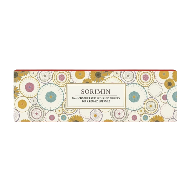 Foldable Integrated Mahjongg Rack and Pusher – Set of 4, Vintage Daisy Gift Box (MJ-RK-0012)