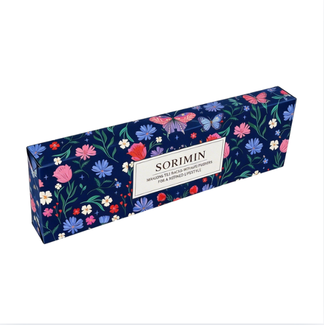 Foldable Integrated Mahjongg Rack and Pusher – Set of 4, Night Blossom Gift Box (MJ-RK-0013)