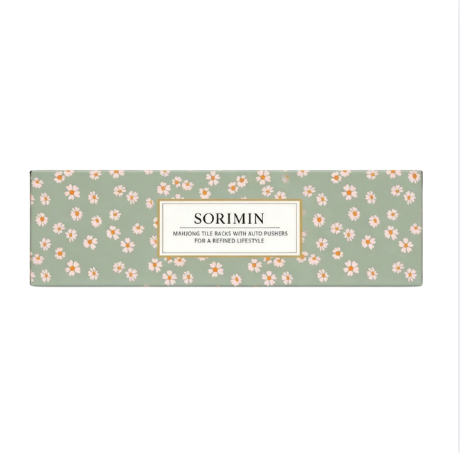 Foldable Integrated Mahjongg Rack and Pusher – Set of 4, Night Daisy Gift Box (MJ-RK-0014)