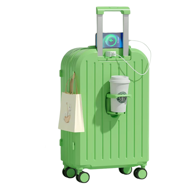 Little Fresh Suitcase – USB & Cup Holder (Matcha Green) (TR-HARD-0031)