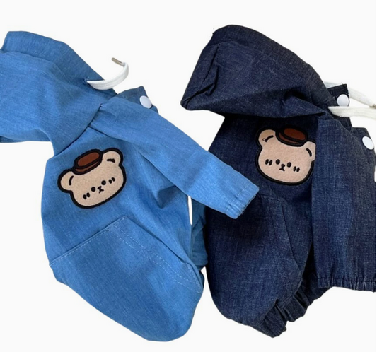 Autumn and winter denim hooded jacket for Pomeranians (PC-0002)