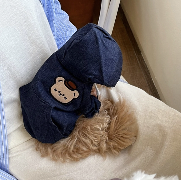 博美犬秋冬季牛仔連帽外套 (PC0003)