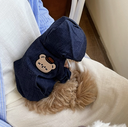 博美犬秋冬季牛仔連帽外套 (PC0003)