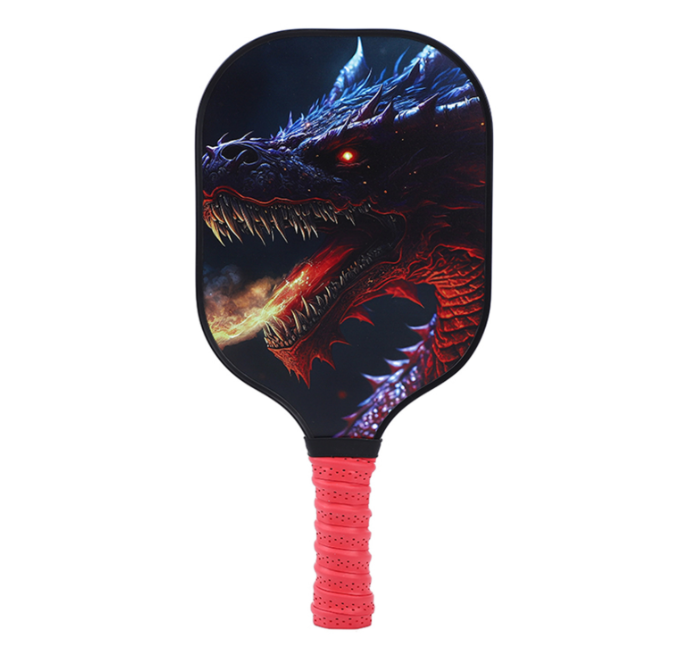 Dragon Pattern High‑Performance Pickleball Paddle – Red Handle & Carbon Fiber (PKR‑0005)