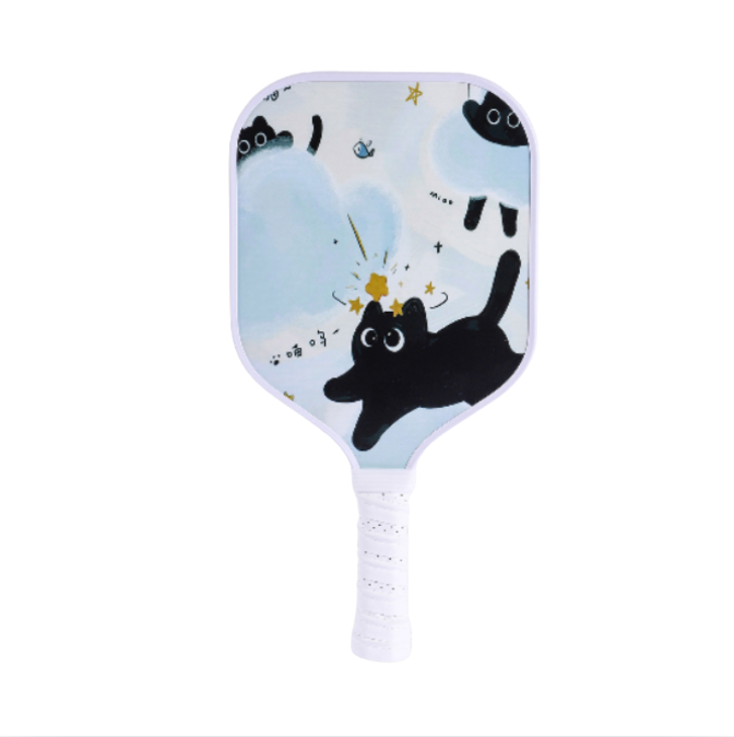 Cute Cat Pattern Fiberglass Kids Pickleball Paddle (PCR-0004)