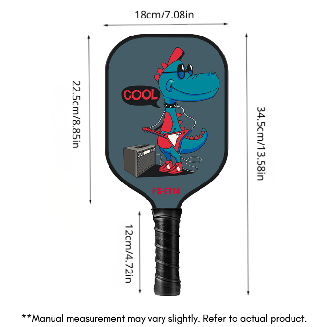 Cool Dino with Electric Guitar Pickleball Paddle – Carbon Fiber for Kids (PCR-0043)