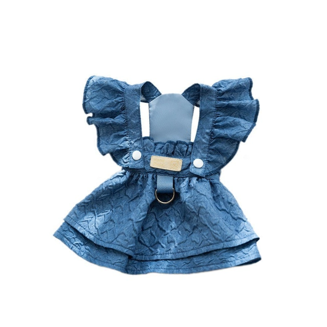 Denim Dress with Small Flying Sleeve – Lightweight Spring/Summer Pet Clothes (PC-PCS-0008)