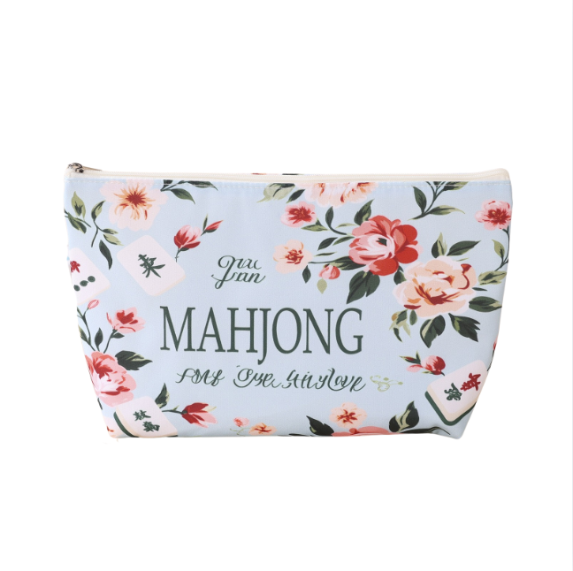 Retro Flower Stamen Waterproof Portable Mahjongg Storage Bag – Cyan (MJ-CP-0012)