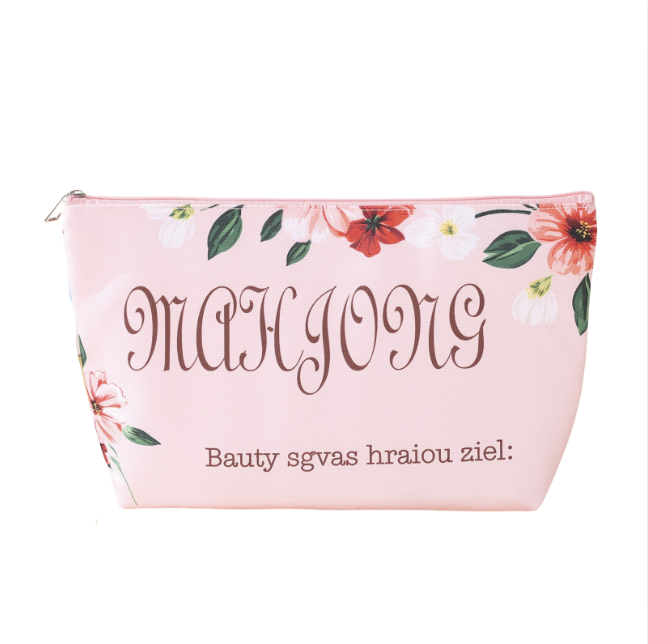 Retro Flower Stamen Waterproof Portable Mahjongg Storage Bag – Pink (MJ-CP-0010)