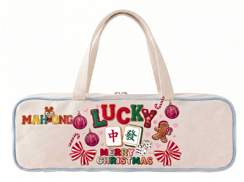 American‑Style Mahjongg Set – Foldable Rack+Pusher, Gift Box, Canvas Carrying Bag (Random Unit Color) (MJ-CP-0013)