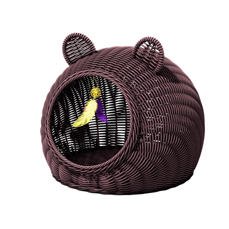 Semi‑Enclosed Wicker Pet Bed – Washable, Breathable, All‑Season Comfort (PB-BS-0004)