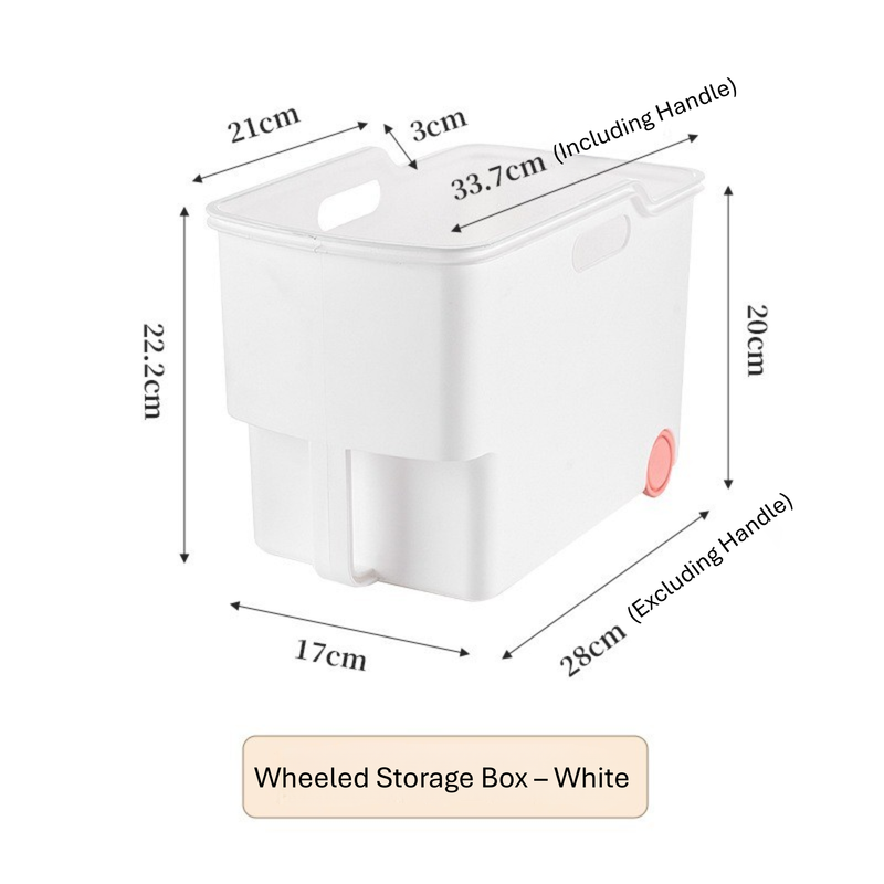 Plastic Storage Box with Wheels – Kitchen Cabinet Organizer, Narrow Gap, 24L (HS-BO-0004)