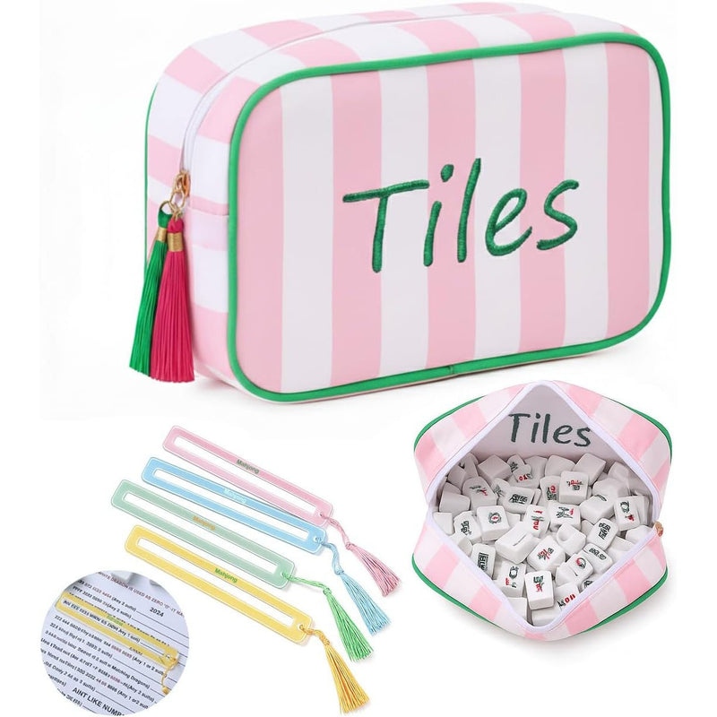 New Striped Handheld Large Capacity American‑Style Mahjongg Storage Bag – Nordic Design (MJ-CP-0014)