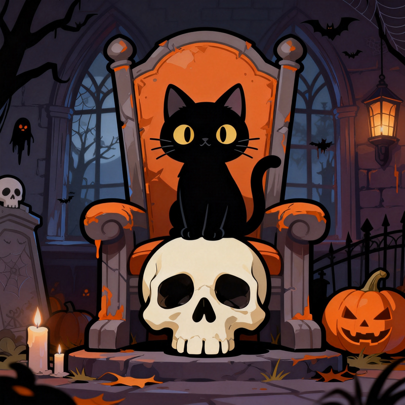 Halloween Skeleton & Ghost Mahjongg Mat – Spooky Holiday Decor (MJ-MT-HW-0001)