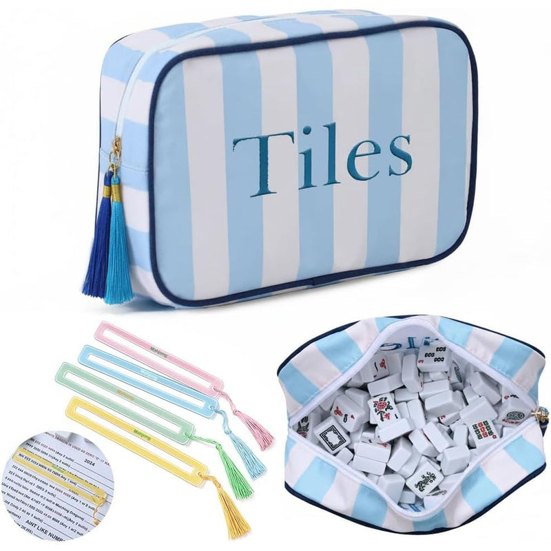 New Striped Handheld Large Capacity American‑Style Mahjongg Storage Bag – Nordic Design (MJ-CP-0014)