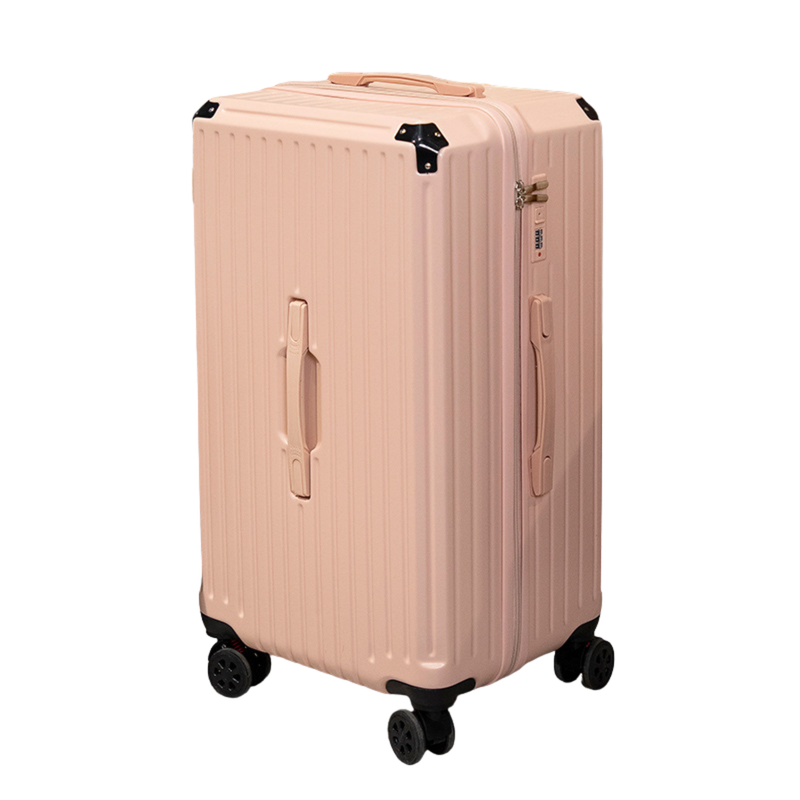 Thickened Large Capacity Suitcase – Pink with USB & Cup Holder (TR-HARD-0005)