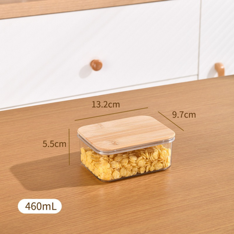 Square Sealed Plastic Storage Jars – Bamboo Lids, Clear Food Containers (HK-FS-0002)