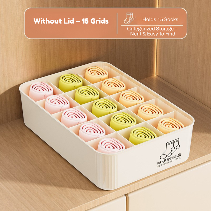 Household Underwear Storage Box – Dustproof with Lid, Compartment Organizer for Socks & Bras (HS-BO-0005)