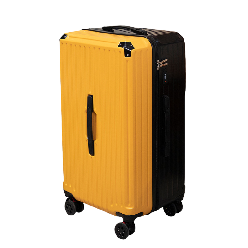 Thickened Large Capacity Suitcase – USB & Cup Holder (Yellow-Black) (TR-HARD-0007)