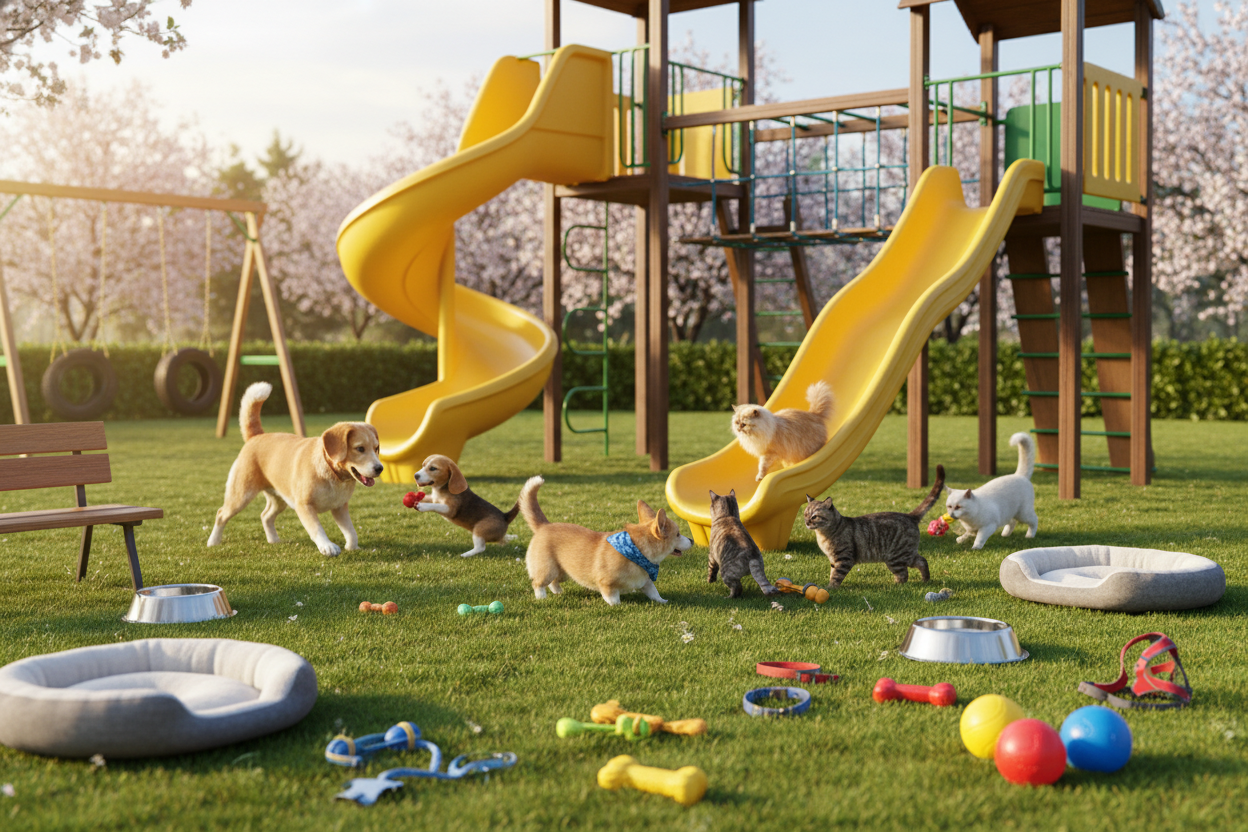 generate real dogs & cats in the playground including all the pets accessories