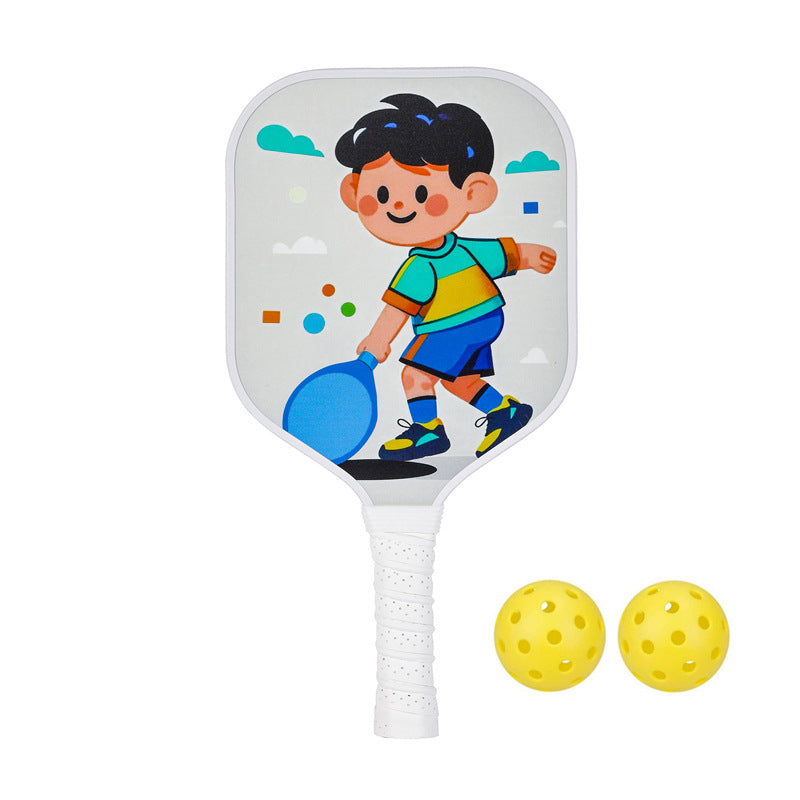 Active Boy Swinging Pickleball Paddle – Playful Fiberglass for Kids (PCR-0033)
