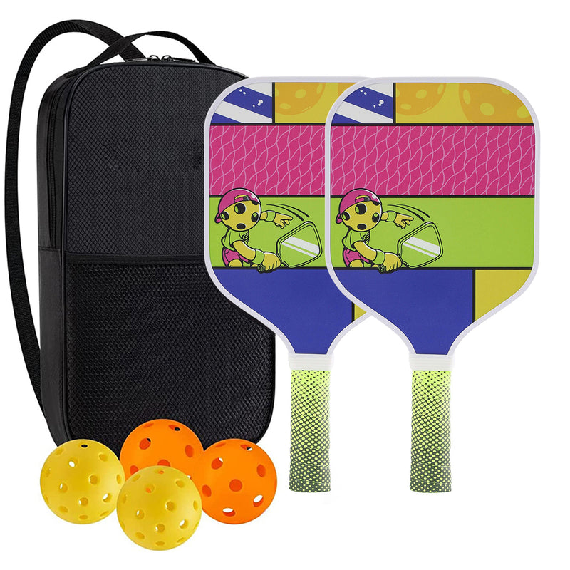 Kids Pickleball Paddle – Fiberglass Material with Colorful Geometric Pattern Design (PCR-0014)
