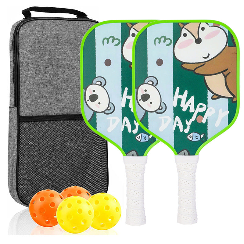 Happy Day Chipmunk & Bear Pickleball Paddle – Whimsical Fiberglass for Kids (PCR-0029)
