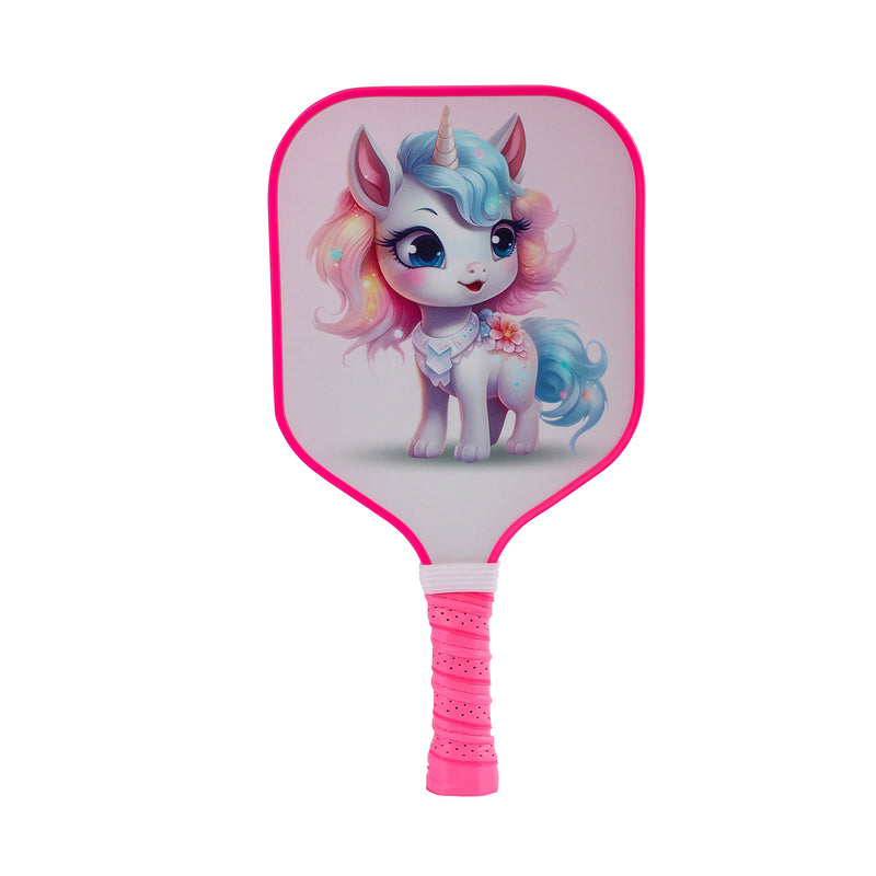 Kids Pickleball Paddle – Fiberglass Material with Cute Cartoon Unicorn Pattern Design (PCR-0010)