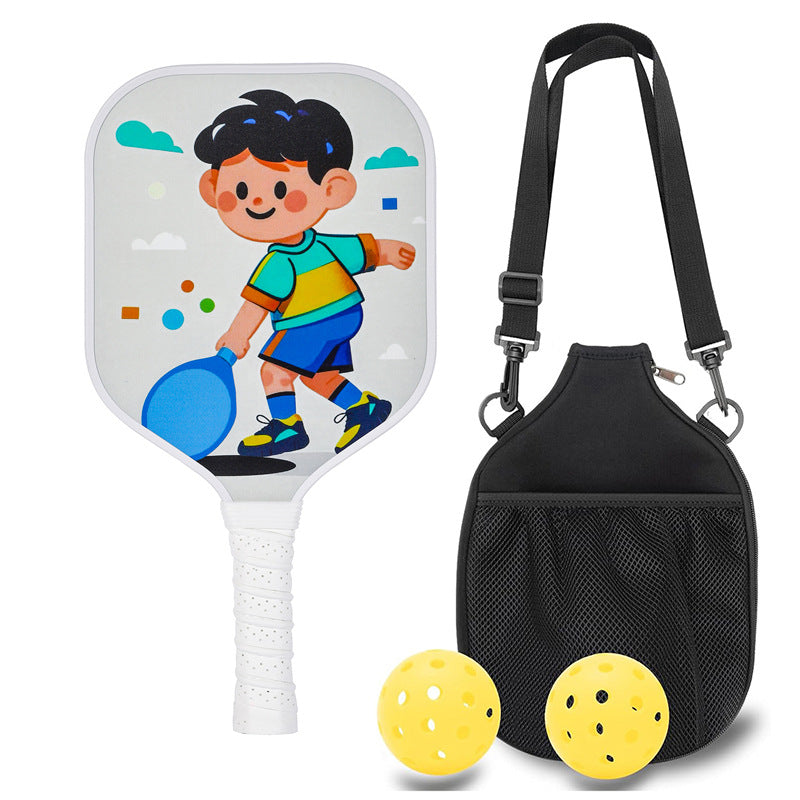 Active Boy Swinging Pickleball Paddle – Playful Fiberglass for Kids (PCR-0033)
