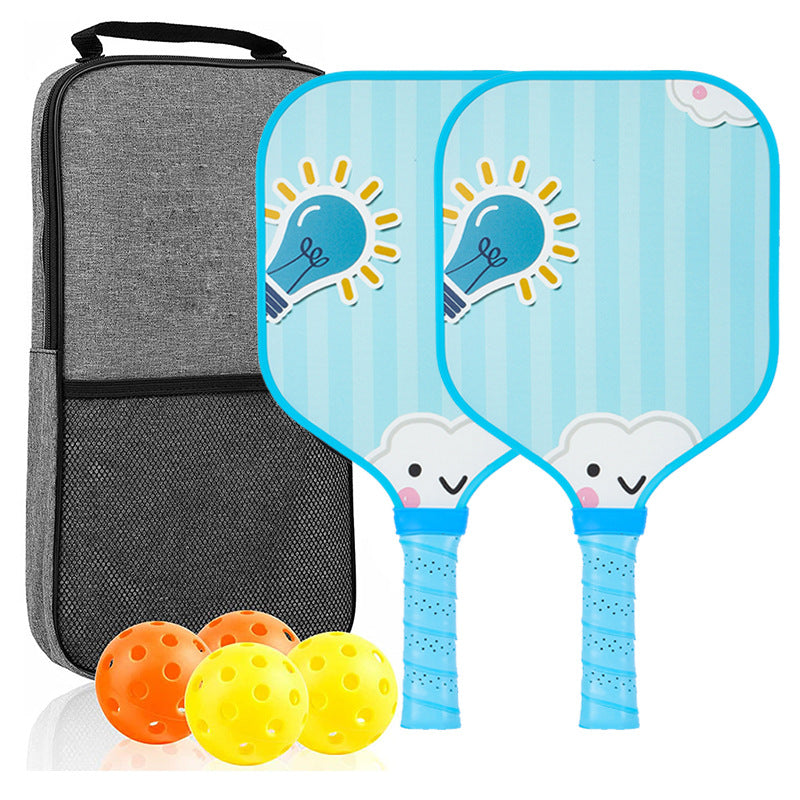 Kids Pickleball Paddle – Fiberglass Material with Cute Cloud Light Bulb Pattern Design (PCR-0017)