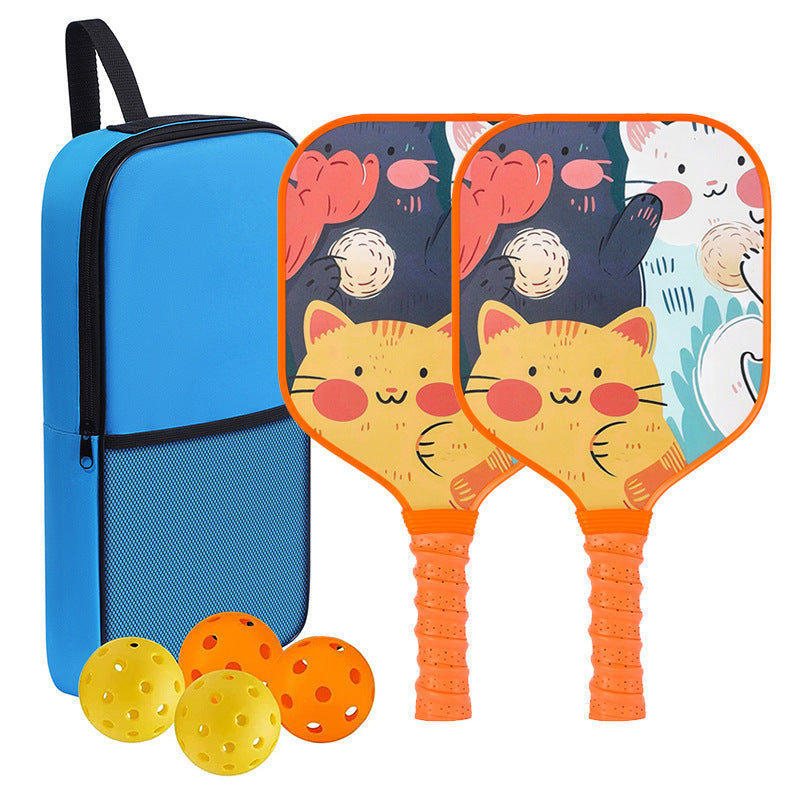 Smiling Orange Cat Pickleball Paddle – Colorful Fiberglass for Kids (PCR-0027)