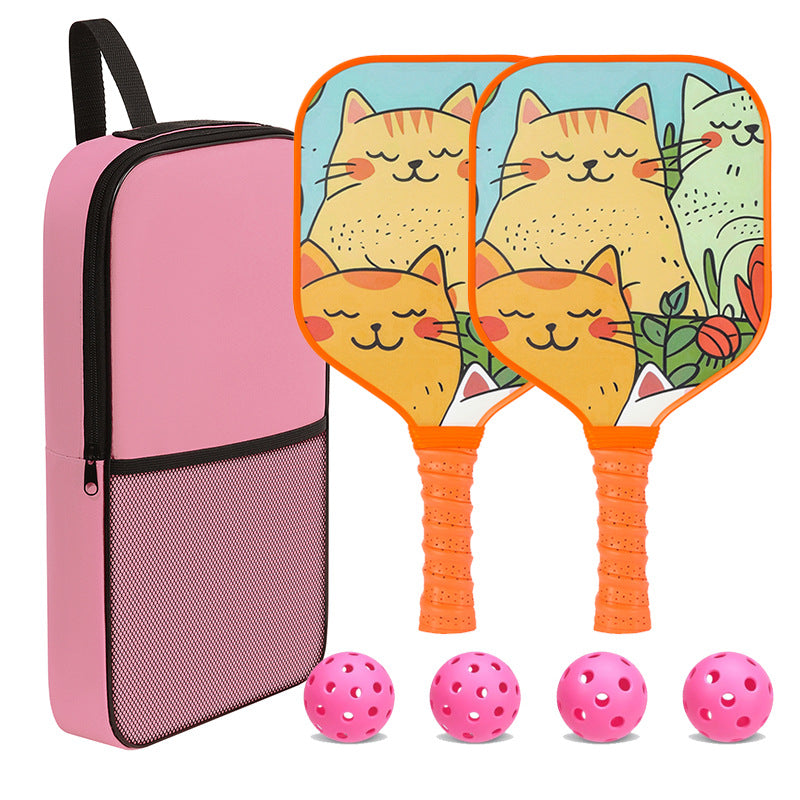 Three Happy Cats Pickleball Paddle – Whimsical Fiberglass for Kids (PCR-0026)