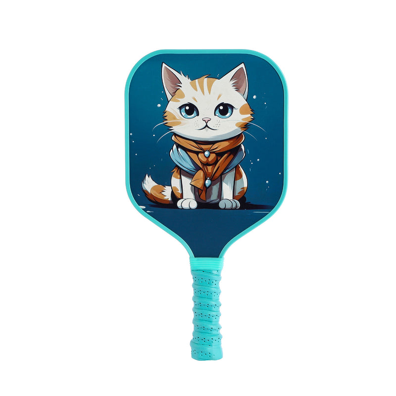 Kids Pickleball Paddle – Fiberglass Material with Chubby Tabby Cat Pattern Design (PCR-0012)