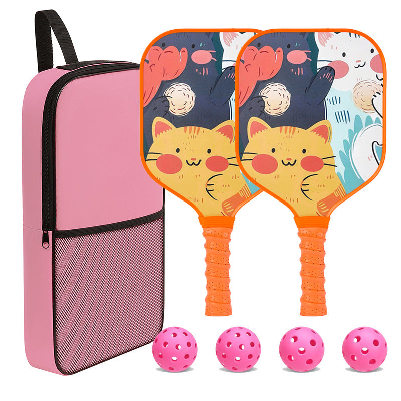 Smiling Orange Cat Pickleball Paddle – Colorful Fiberglass for Kids (PCR-0027)