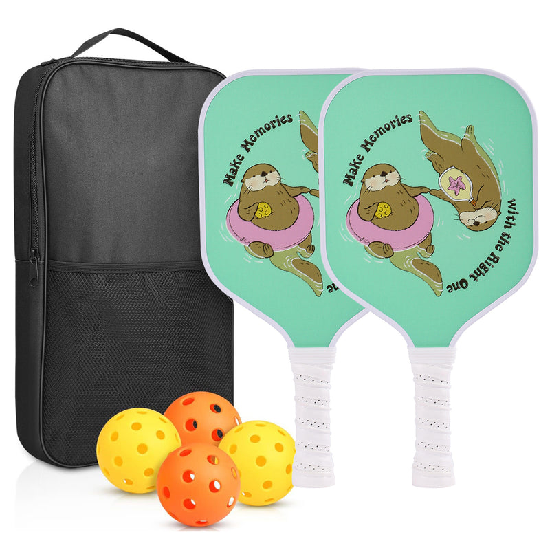 Cute Otter Pattern Fiberglass Kids Pickleball Paddle (PCR-0003)