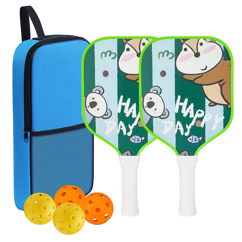 Happy Day Chipmunk & Bear Pickleball Paddle – Whimsical Fiberglass for Kids (PCR-0029)