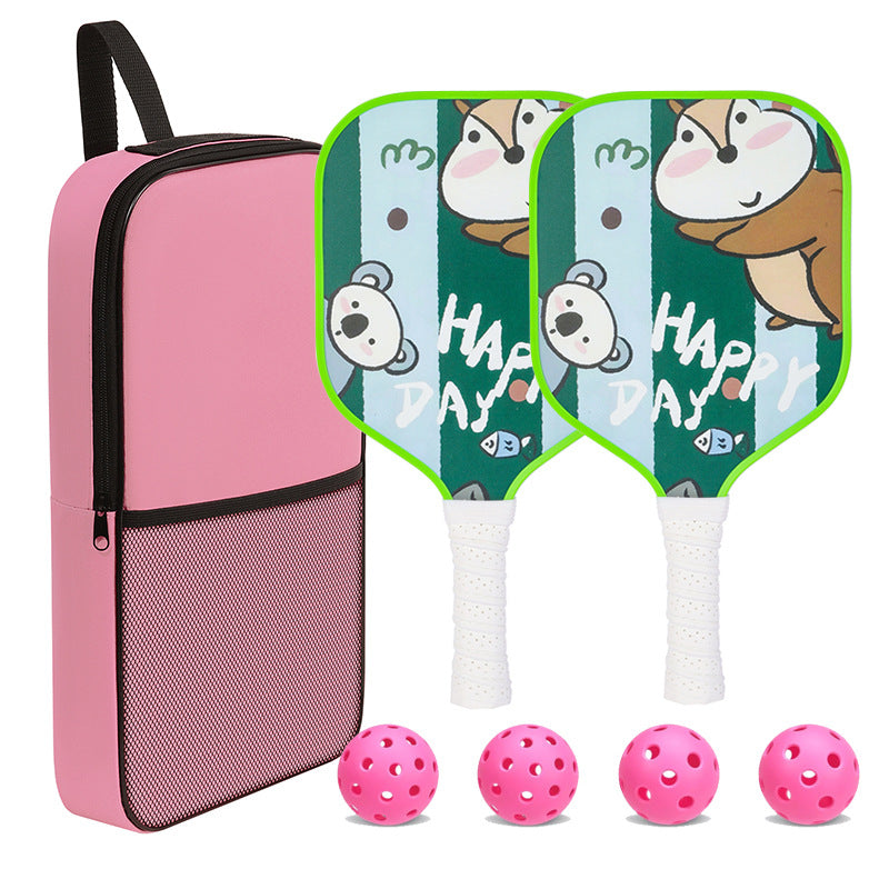 Happy Day Chipmunk & Bear Pickleball Paddle – Whimsical Fiberglass for Kids (PCR-0029)