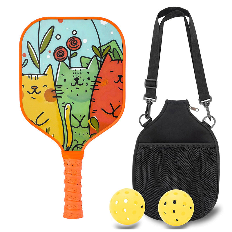 Happy Cartoon Cats Pickleball Paddle – Lightweight Fiberglass for Kids (PCR-0021)