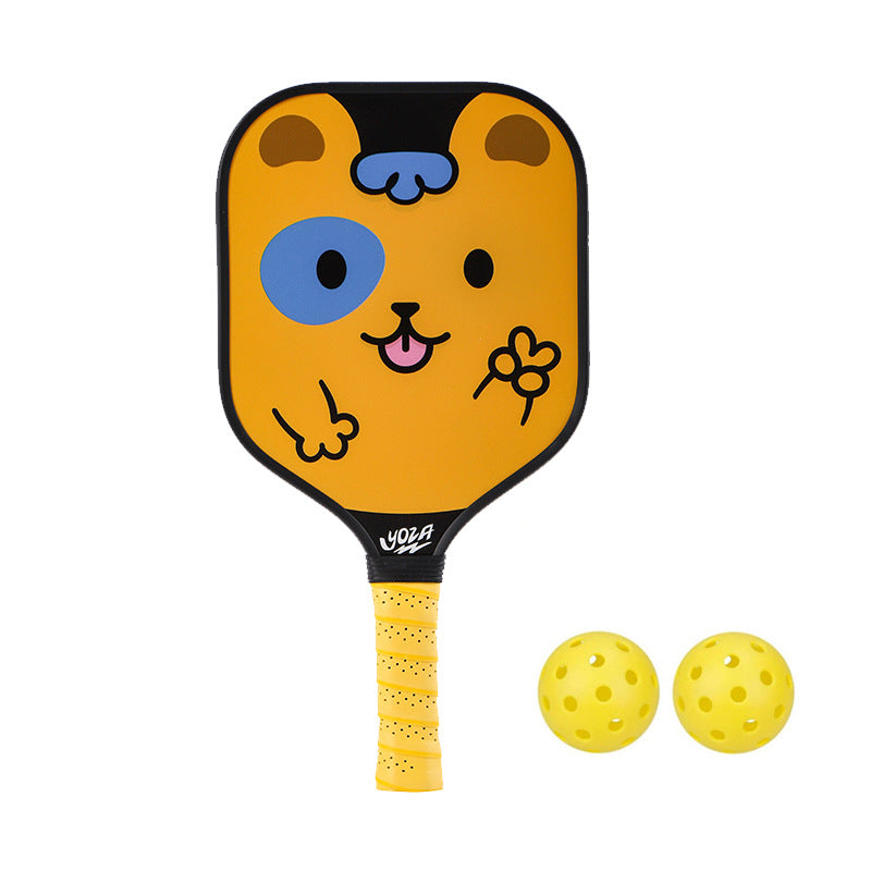 Happy Yellow Dog Face Pickleball Paddle – Cute Fiberglass for Kids (PCR-0040)