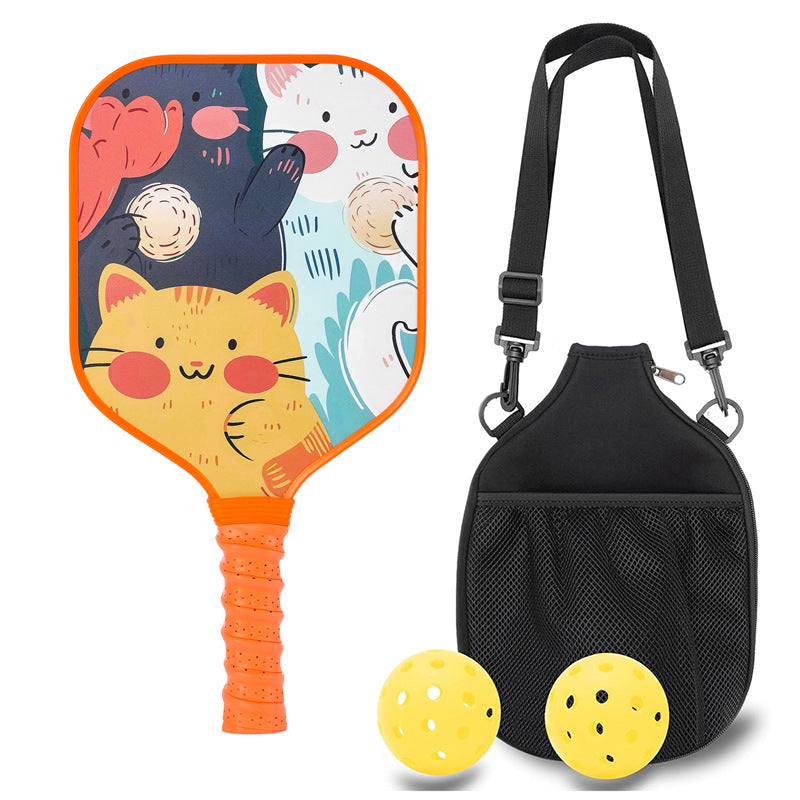 Smiling Orange Cat Pickleball Paddle – Colorful Fiberglass for Kids (PCR-0027)