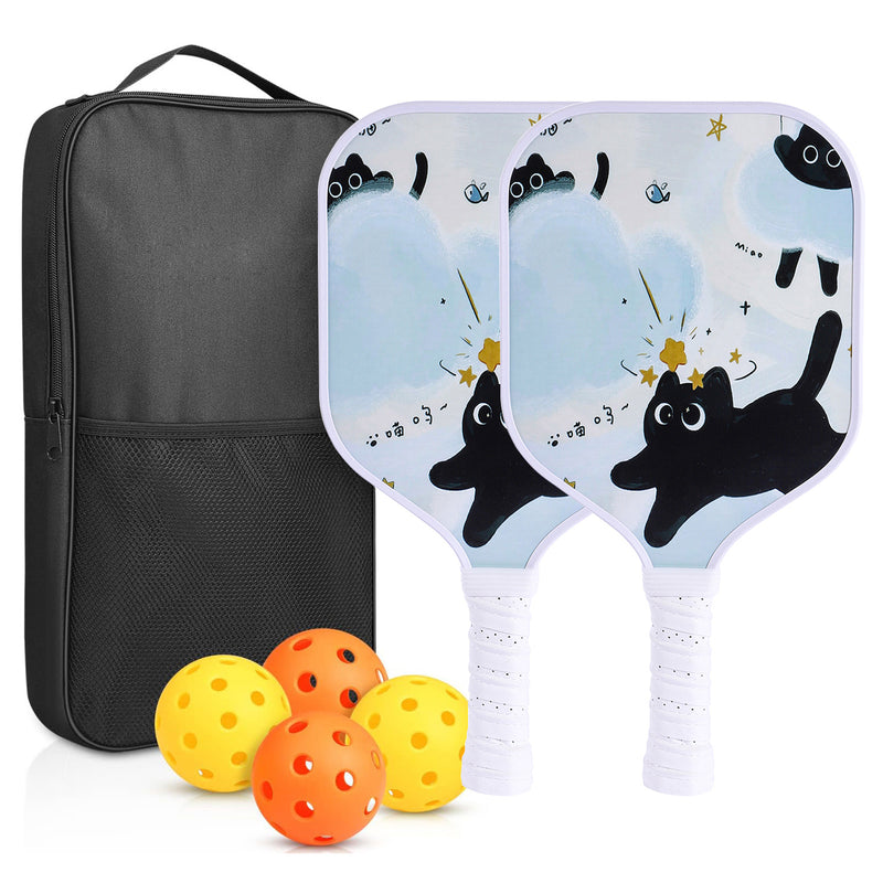 Cute Cat Pattern Fiberglass Kids Pickleball Paddle (PCR-0004)