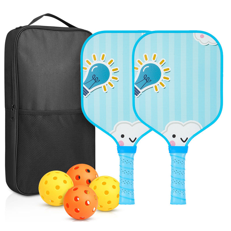 Kids Pickleball Paddle – Fiberglass Material with Cute Cloud Light Bulb Pattern Design (PCR-0017)